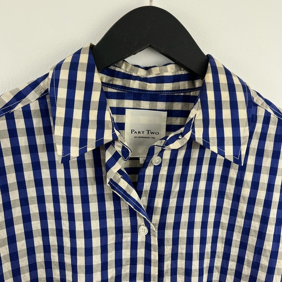 PART TWO Blouse Regan gingham boyfriend shirt Size M - Picture 6 of 7